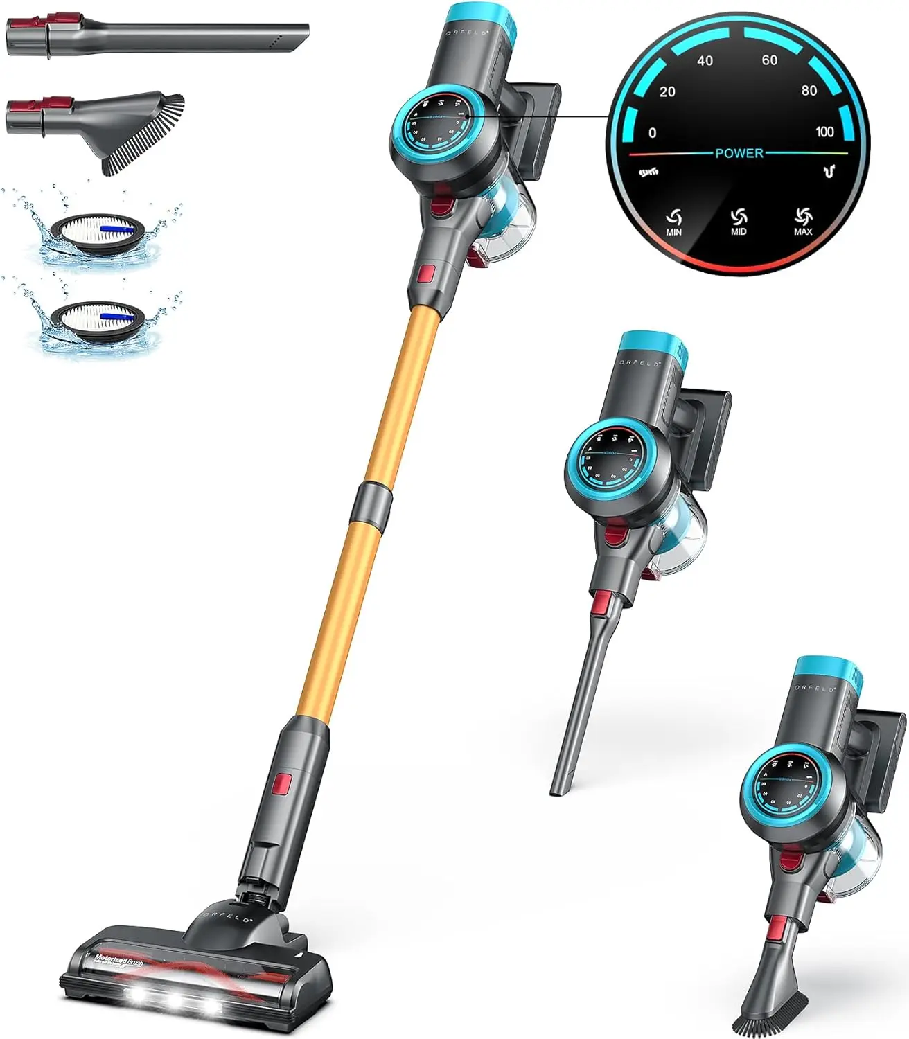 

Cordless Vacuum Cleaner, 500W/40Kpa/60Mins Stick Vacuum with Self-Standing, Vacuum Cleaner with Smart Display, Anti-Tangle Vacu