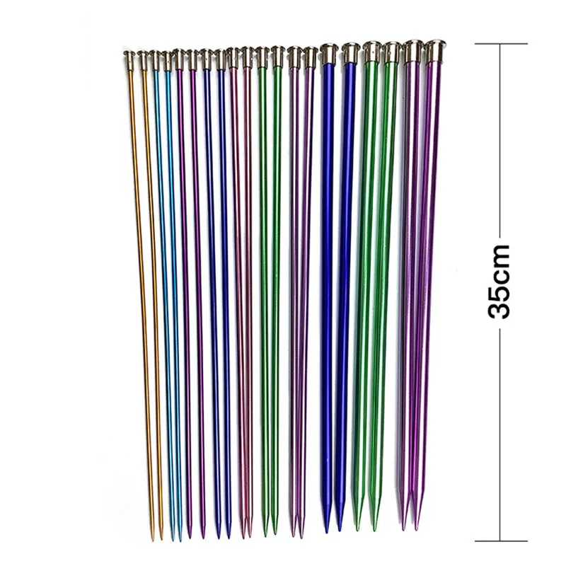 10Pairs/Set 35cm/25cm Knitting Needles Pins Straight Aluminum DIY Weaving Tool Long Sweater Scarf Needle 3.0-10mm