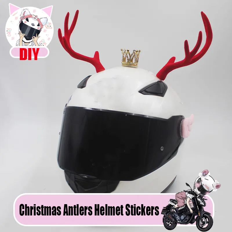 

Creative Cute Resin Christmas Antler Motorcycle Electric Helmet Decoration DIY Motocross Motorbike Helmet Accessories Stickers