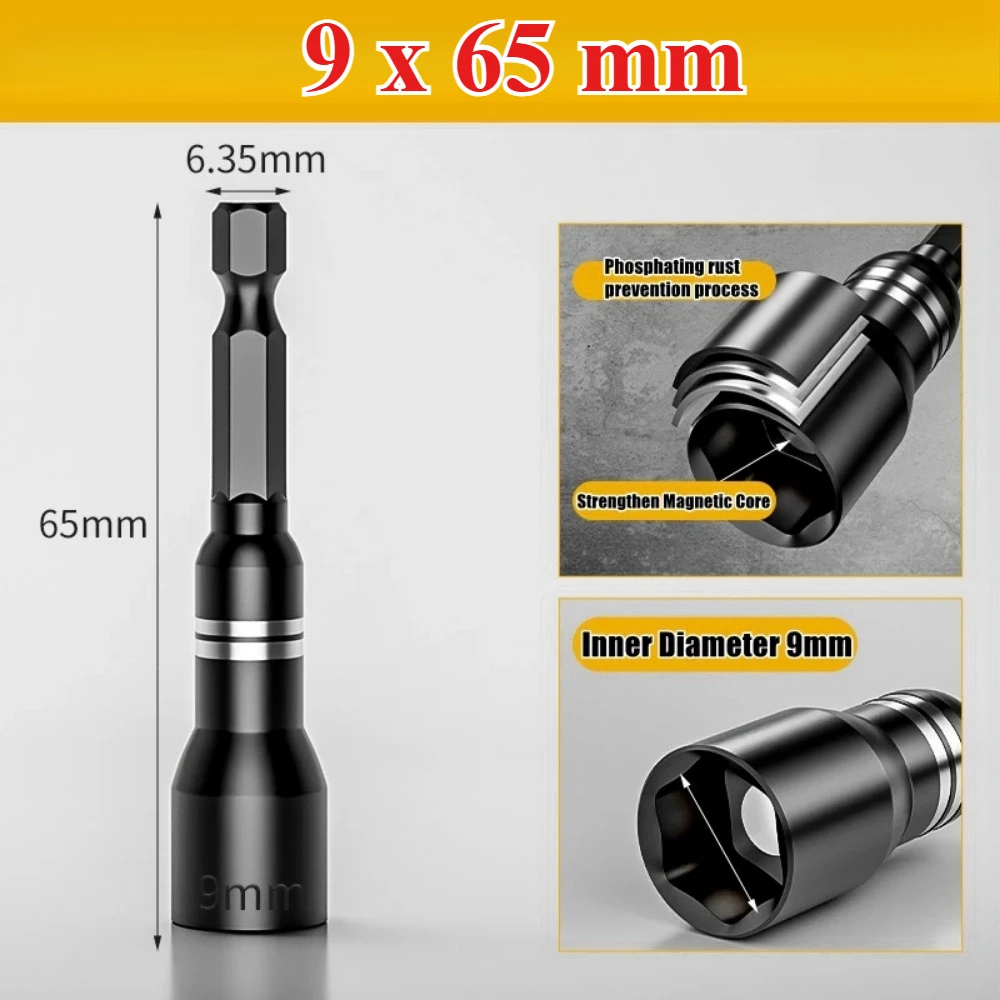 10/7/6 stücke Hex Magnetische Steckschlüssel Buchse Elektrische Bohrer Werkzeug Zubehör Auto Reparatur Werkzeug Auswirkungen Verlängerung Buchse Adapter – Detail 4