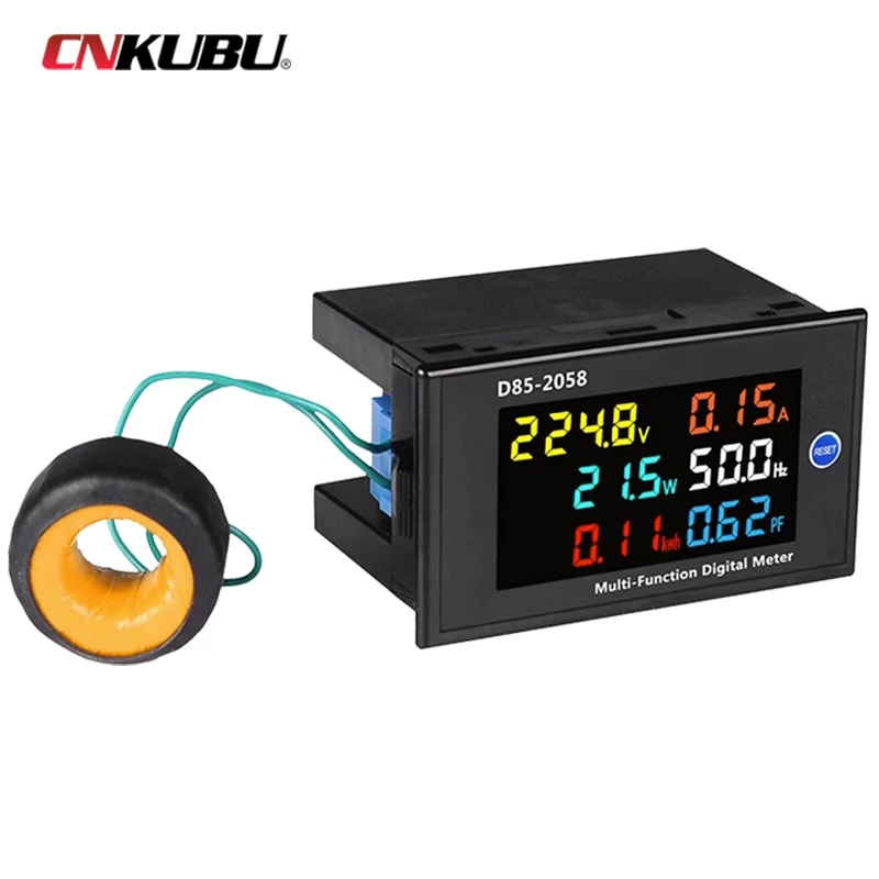 D85-2058 Single-Phase Household Digital LCD AC Panel Meter Intelligent Voltage Current Frequency Power Monitor