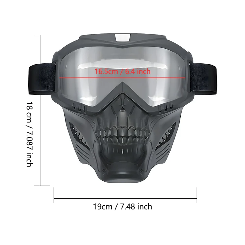 Tactical Mask Integrated Full Face Mask with Detachable Goggles for Motorcycle ATV Riding Hiking Snow Sports Styling Prop