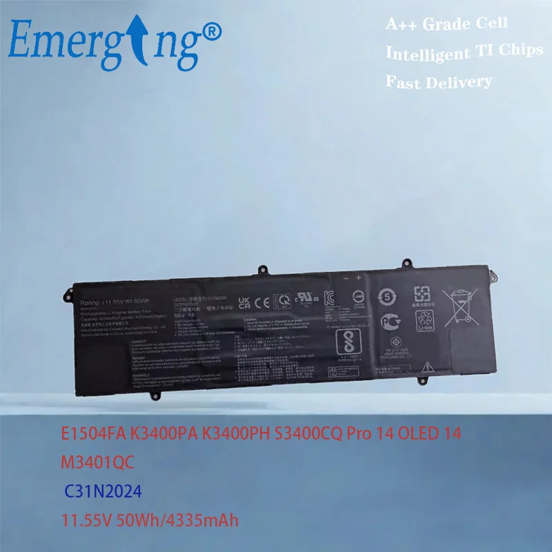 C31N2024  Battery For ASUS VivoBook Pro 14 OLED 14 M3401QC E1504FA  K3400PA X3400PH K3400PH K6502HC K6502HE 11.55V 50Wh 4335mAh