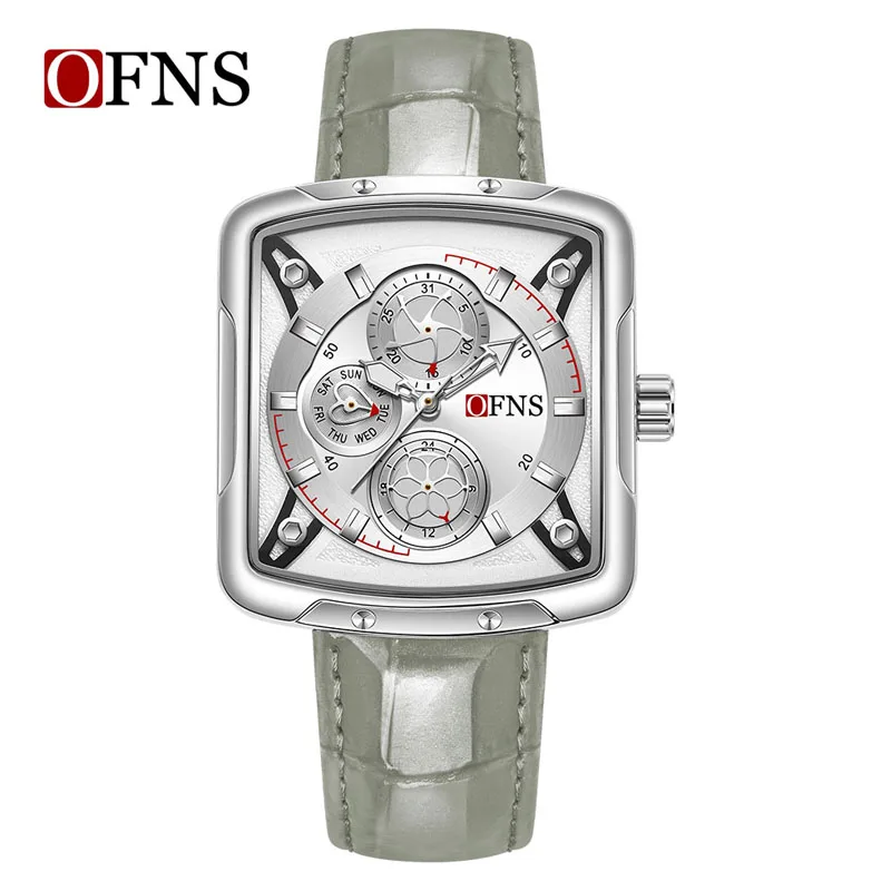 

OFNS 1615 Fashion Quartz Watch Luminous Dial Date Display Leather Strap Retro Elegant Men and Women Wristwatch reloj hombre