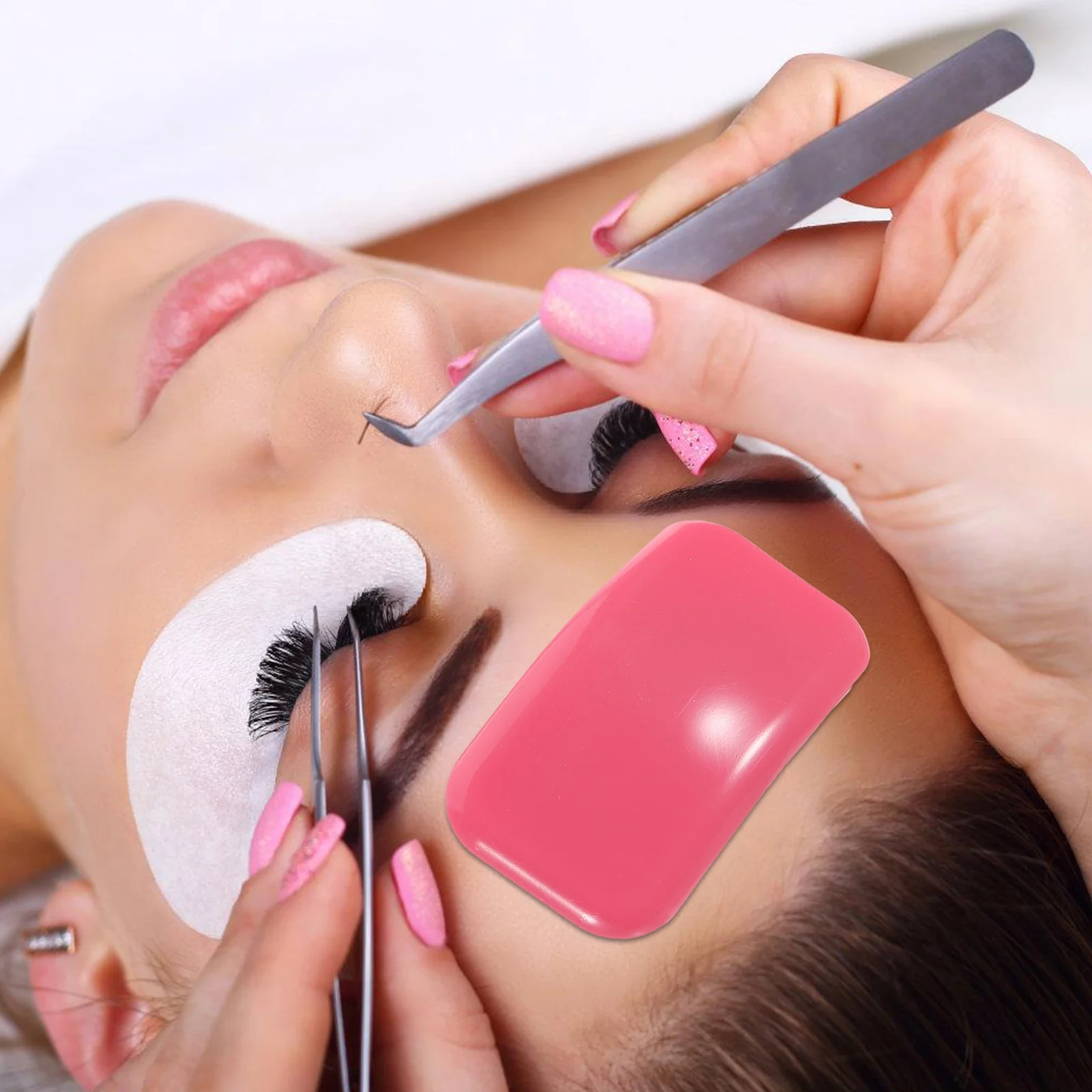 แผ่นซิลิโคนสำหรับยกขนตา 2 ชิ้น อุปกรณ์เสริมสำหรับต่อขนตา ใช้ซ้ำได้ ที่วางกาวติดขนตาสำหรับต่อขนตา อุปกรณ์เสริมสำหรับการต่อขนตา