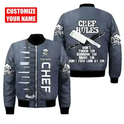 PLstar Cosmos Winter Herren Bomberjacke Benutzerdefinierter Name Chef 3D-gedruckte warme Reißverschlussjacke lässig Unisex Streetwear Mantel FX-11