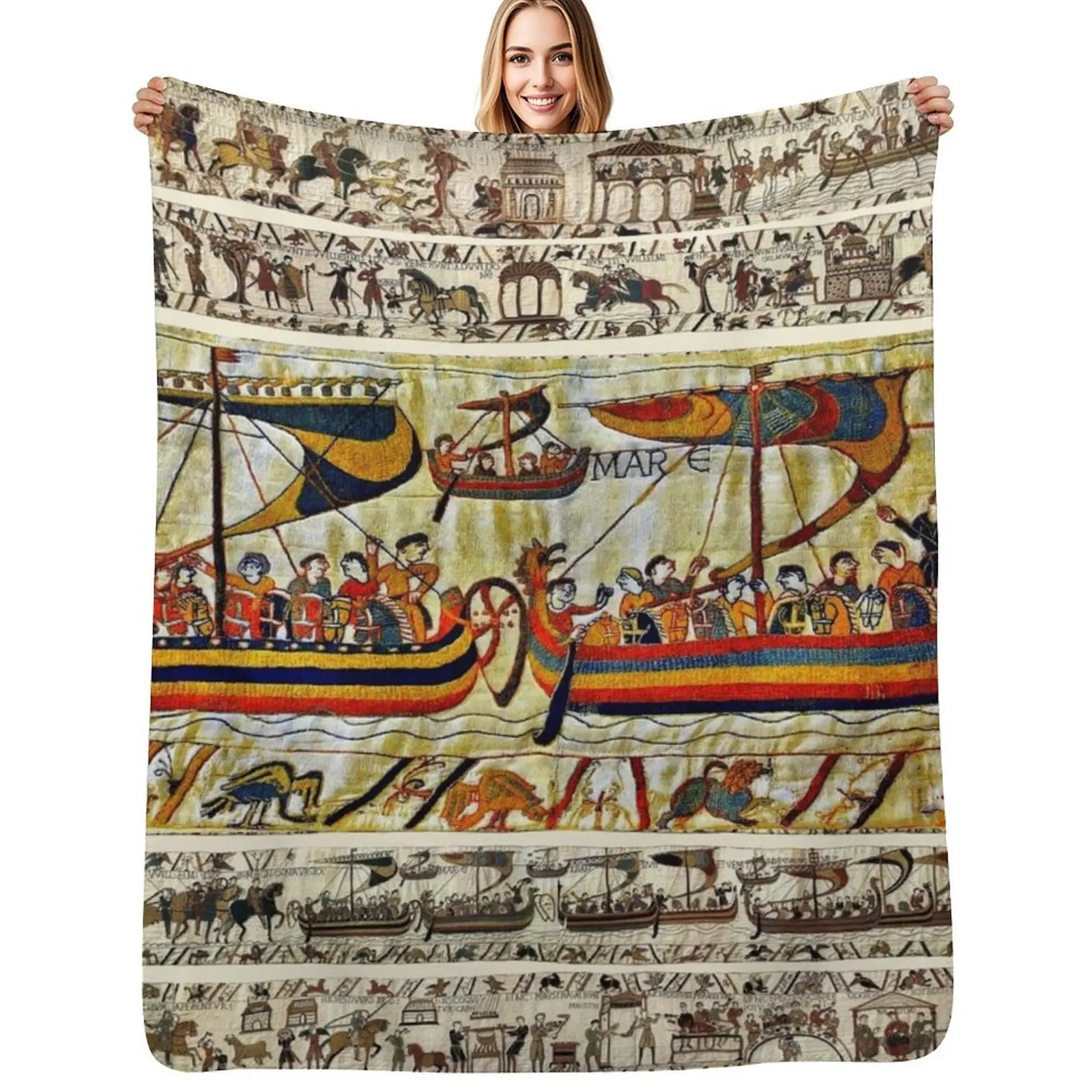 THE BAYEUX TAPESTRY ,VIKING SHIPS Throw Blanket Versatile Cozy Throw Blanket for All Occasions