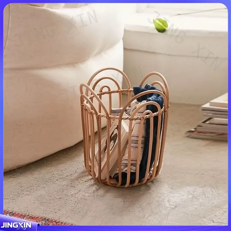 custom for rattan laundry basket hand woven blue storage bin home hotel decoration clothes hamper organizer large capacity