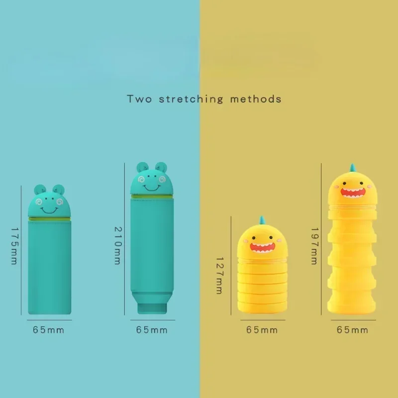 Kawaii Animação Dos Desenhos Animados Silicone Estojo Retrátil, Descompressão Pikachu, Caneta Titular, Bonito Papelaria Caixa, Novo