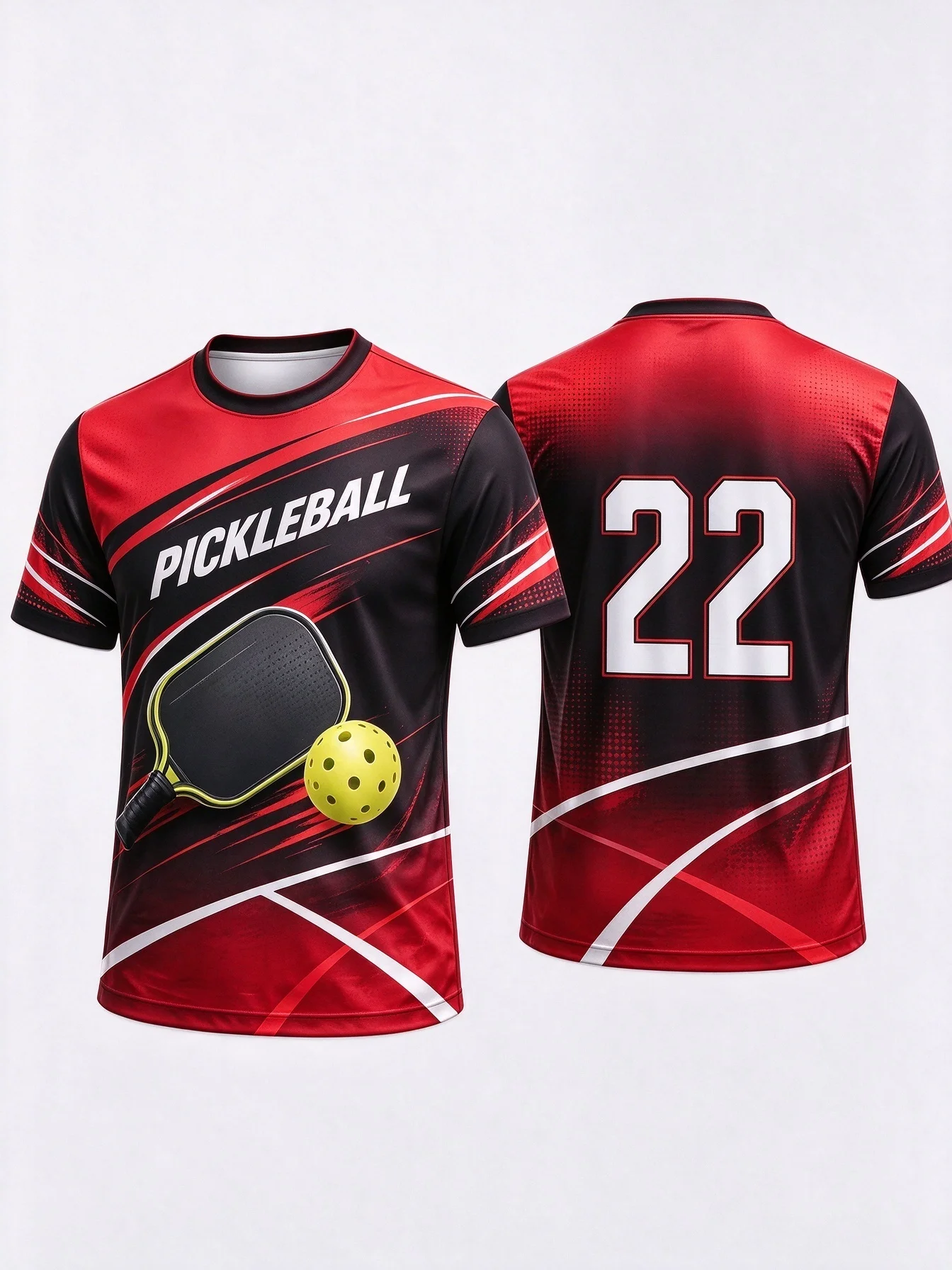 Mens Pickleball Sport Top Short Sleeve 22 Graphic Jersey Paddle Ball Training Shirt Multiple Colors