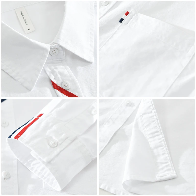 2024 Spring New Men White Shirt Cotton Loose Long Sleeve Shirts Men's Clothing