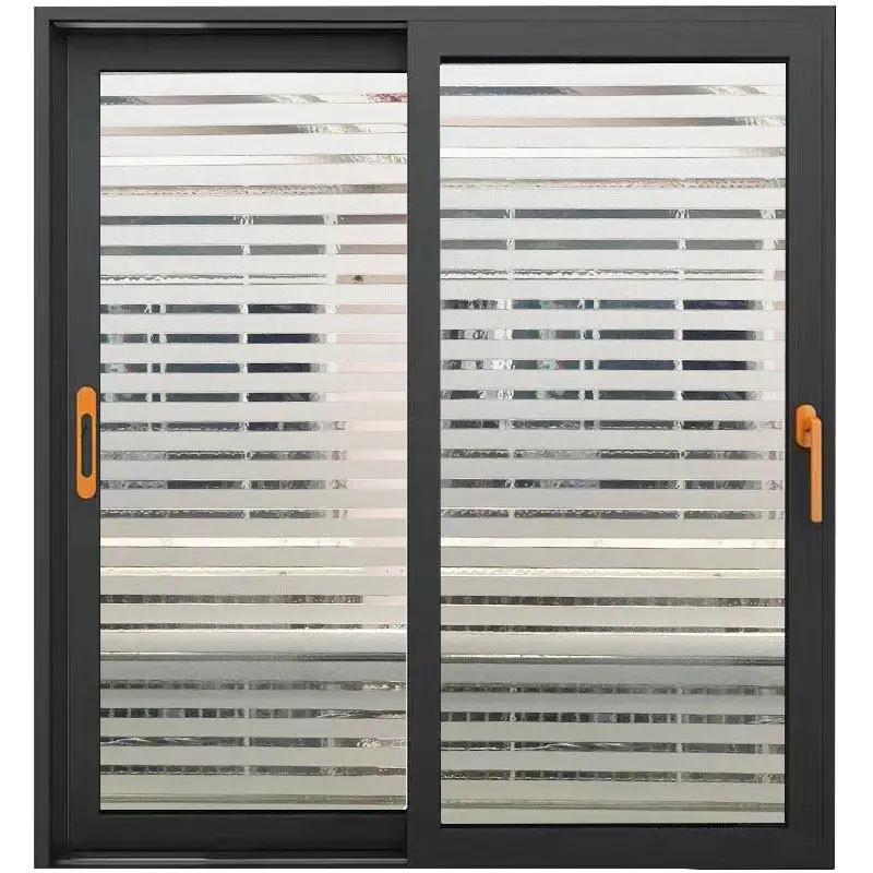 Frosted Privacy Window Film Translucent Striped Pattern Static Cling UV Protection for Office Sliding Door Partition Glass