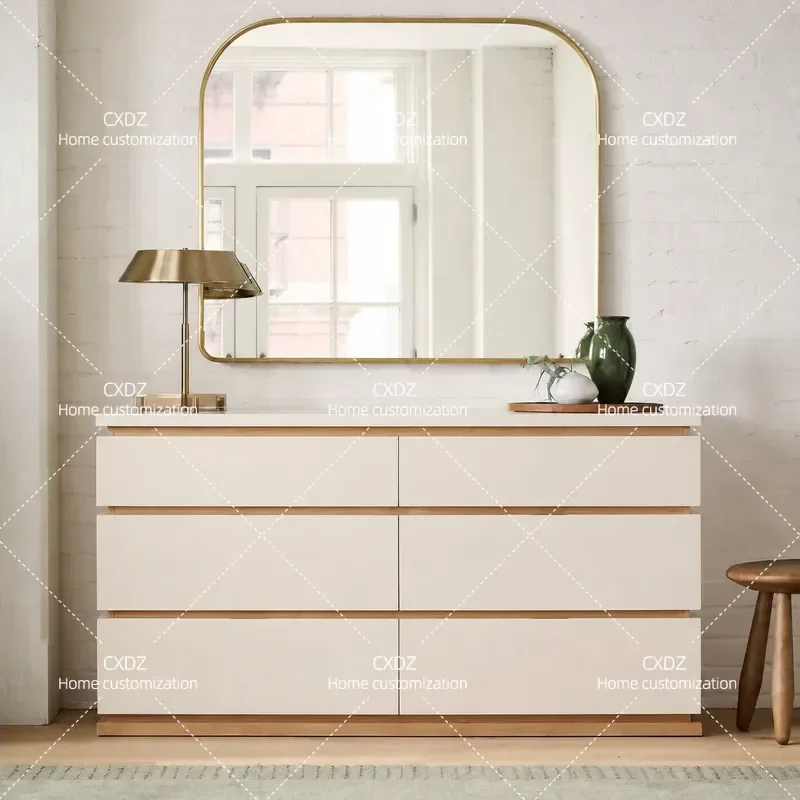 Solid Wood Bucket Cabinet Household Storage Unit Simple Utility Dresser Bedroom Bedside Locker Living Room Wall Side Table