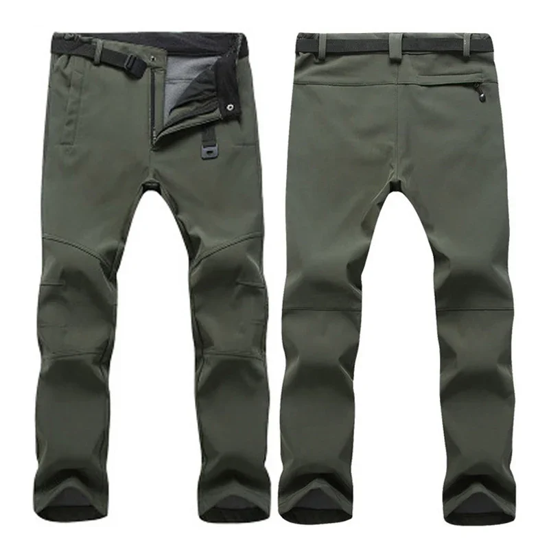 Warm Winter Men Soft Shell Pants Travel Waterproof Outdoor Camping&Hiking Pants Fleece Windproof Skiing Trousers