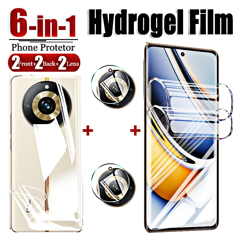 

6in1 Hydrogel Soft Film for Realme 11 Pro Plus Glass 3D Curved Screen Protectors on For OPPO Real Me 10 9 8 Pro 9i 5g Lens Glass