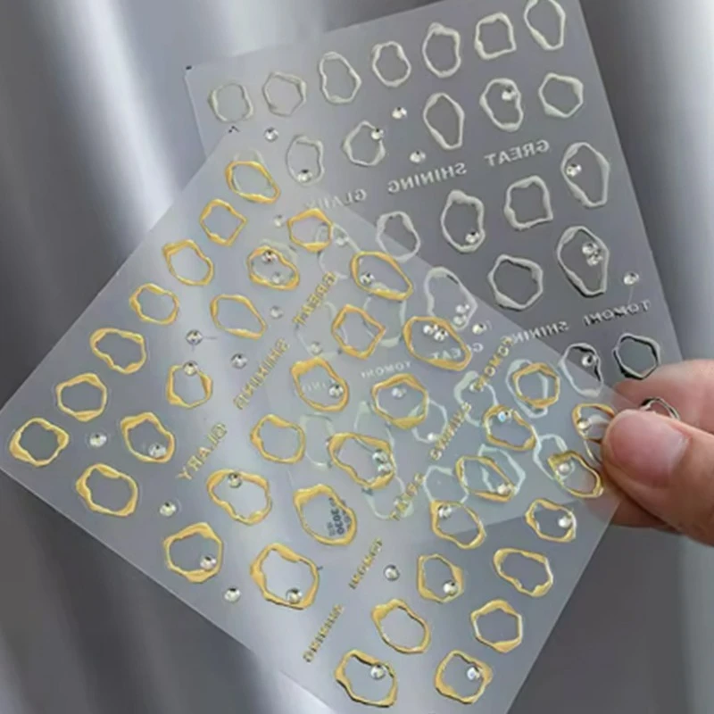 

1 шт. 5D стразы золото серебро нерегулярный узор наклейка для ногтей простой дизайн клейкий слайдер украшения для ногтей наклейки поставки