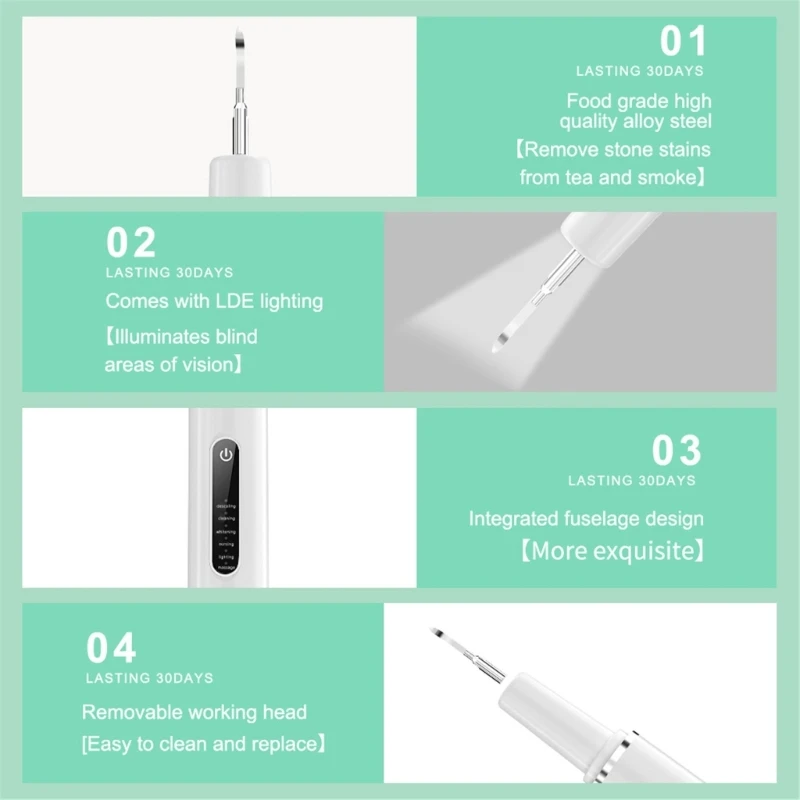 Conjunto cuidados dentários, eliminador tártaro elétrico ultrassônico portátil 918d