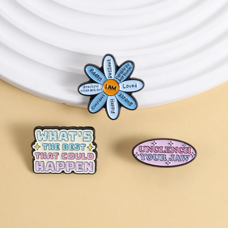 Motivation Quotes Collection Enamel Pins Healing Phrase Emotional Support Brooches Lapel Badge Fashion Jewelry Gifts for Friends