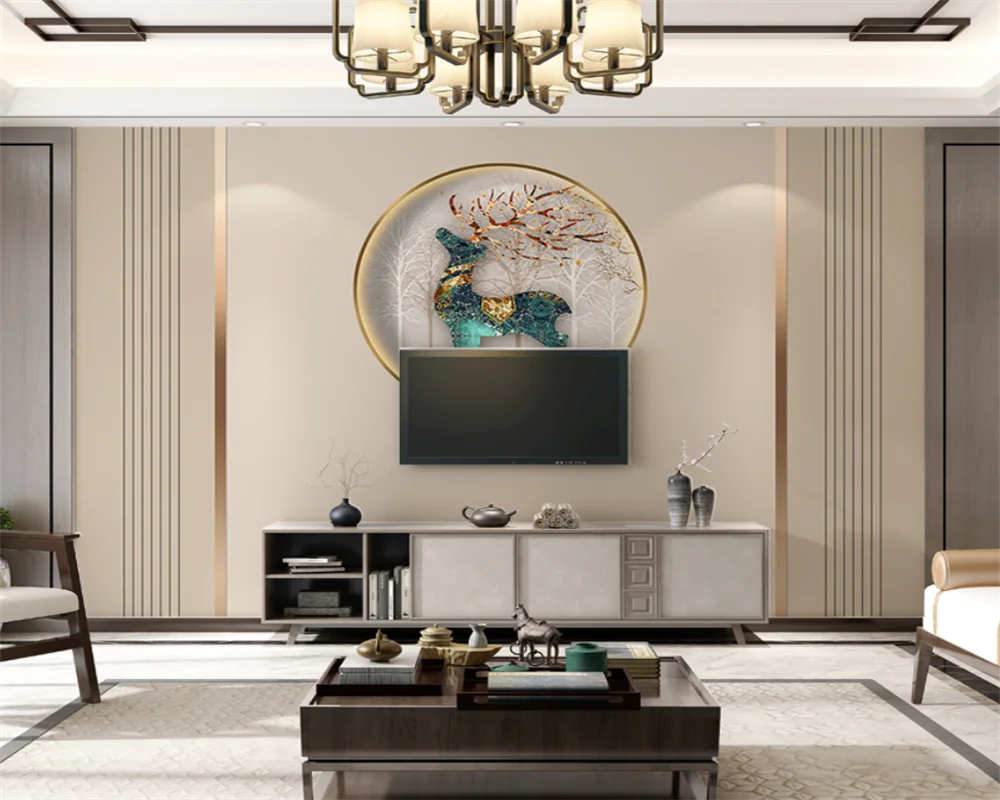 beibehang papel de parede Customized modern TV stereoscopic living room sofa light luxury elk decoration bedroom film wallpaper