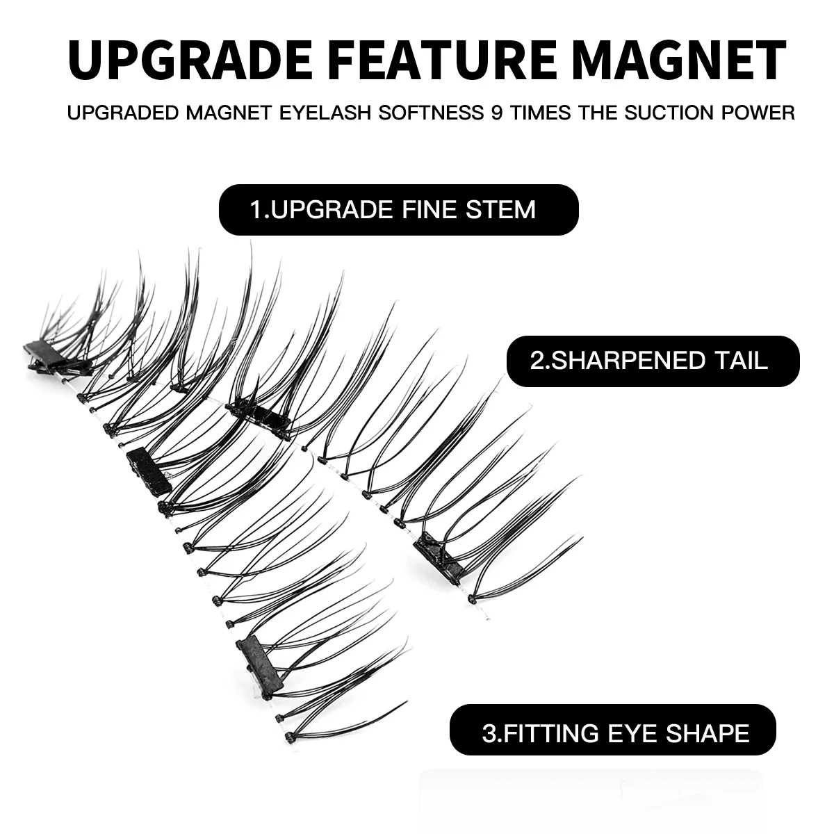 Reusable Magnetic Eyelashes And Mirror Case Gift Set 3D Most Natural Looking False Lashes 2 Magnetic Eyelash No-Glue