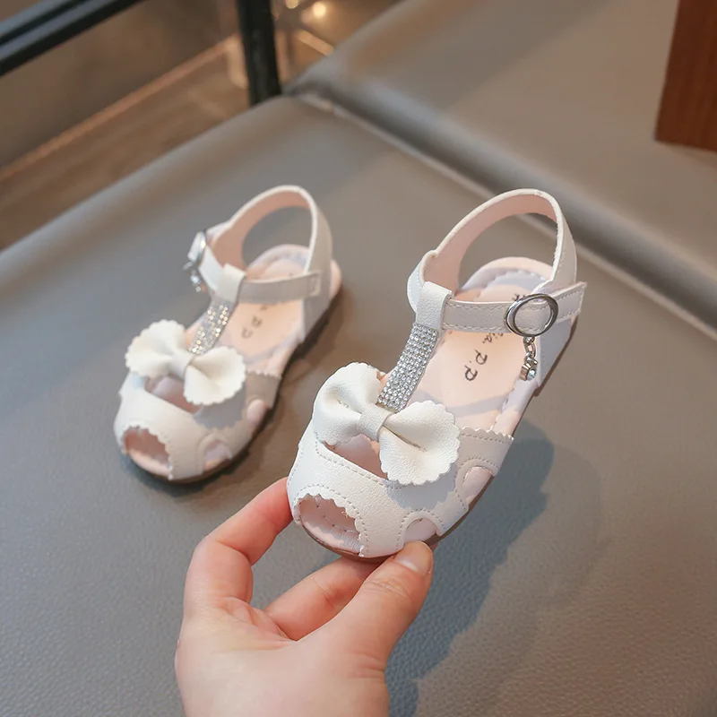 girls bowknot peep toes sandals kids water shoes 2026 summer baby children walkiing beach sandal size 21-30