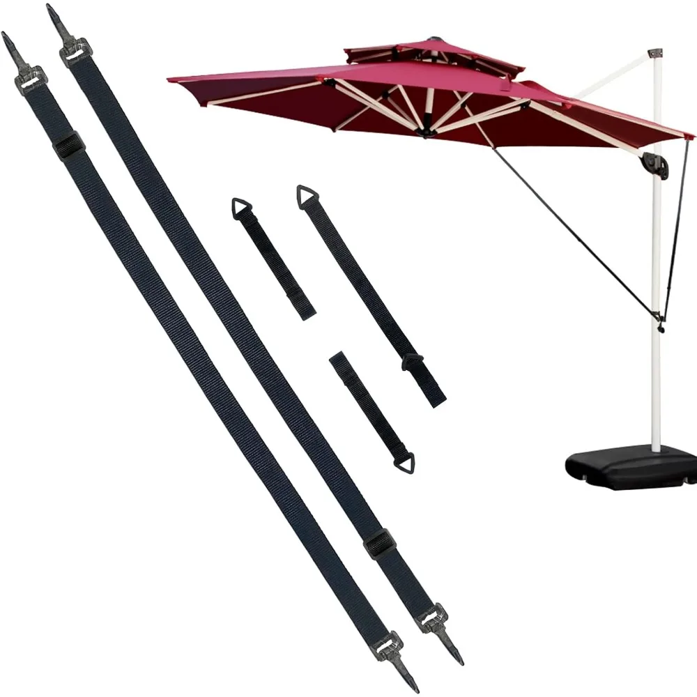 Cantilever Umbrella Windproof Strap Adjustable Storage Tie for Offset Patio Parasol Outdoor Garden Wind Lock Band Belt Black