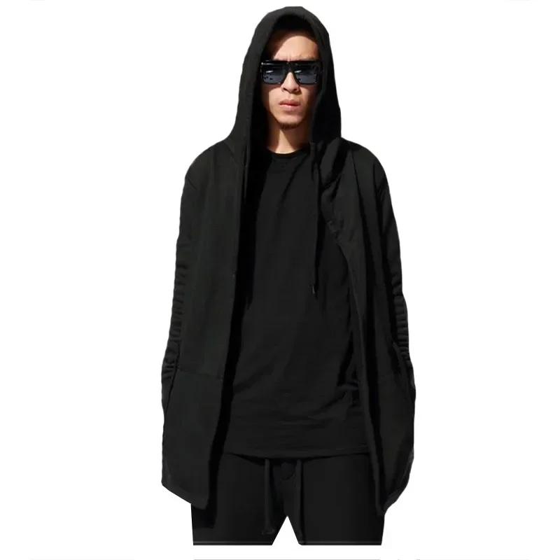 MRMT 2024 Brand New Men's Dark Men's Windbreaker Men's Medium Long Cape Wizard Cloak Hoodie Outer Wear Clothing Garment