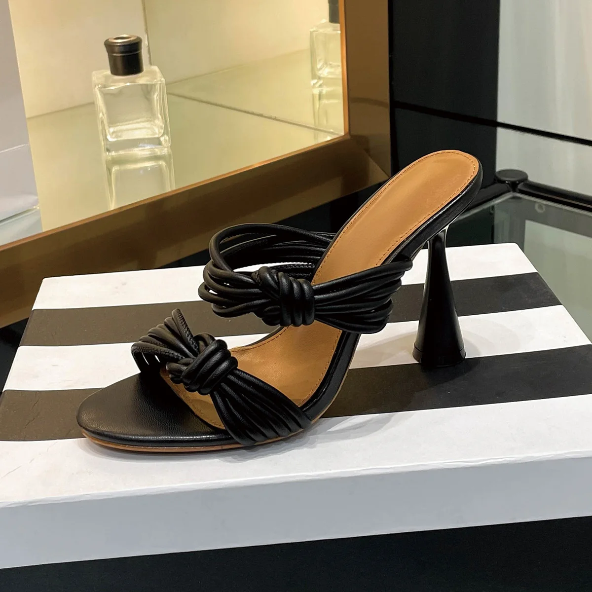 2026 High Quality summer Women Shoes Elegant Knot Design Backless High Heels ch24111215
