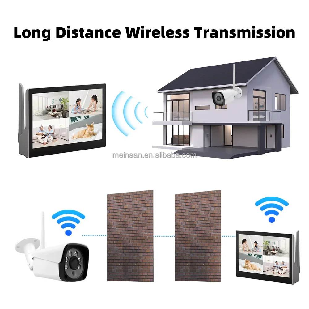 4CH 3MP Wireless WiFi Touchscreen LCD NVR Sistema di telecamere di sorveglianza Sistema di telecamere CCTV di sicurezza wireless Tuya Smartlife esterno