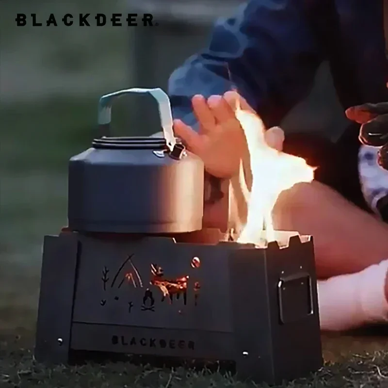 Black Deer Titanium Alcohol Stove Portable Camping Fireplace Charcoal Barbecue Wood Firewood Outdoor Titanium Grill Kerosene