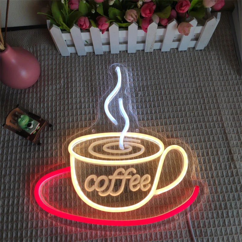 French Fries Coffee Neon Signs for Wall Lemon Tea Neon Light Restaurant Bar Pub Saloon Snack Doorway Signboard Decoration