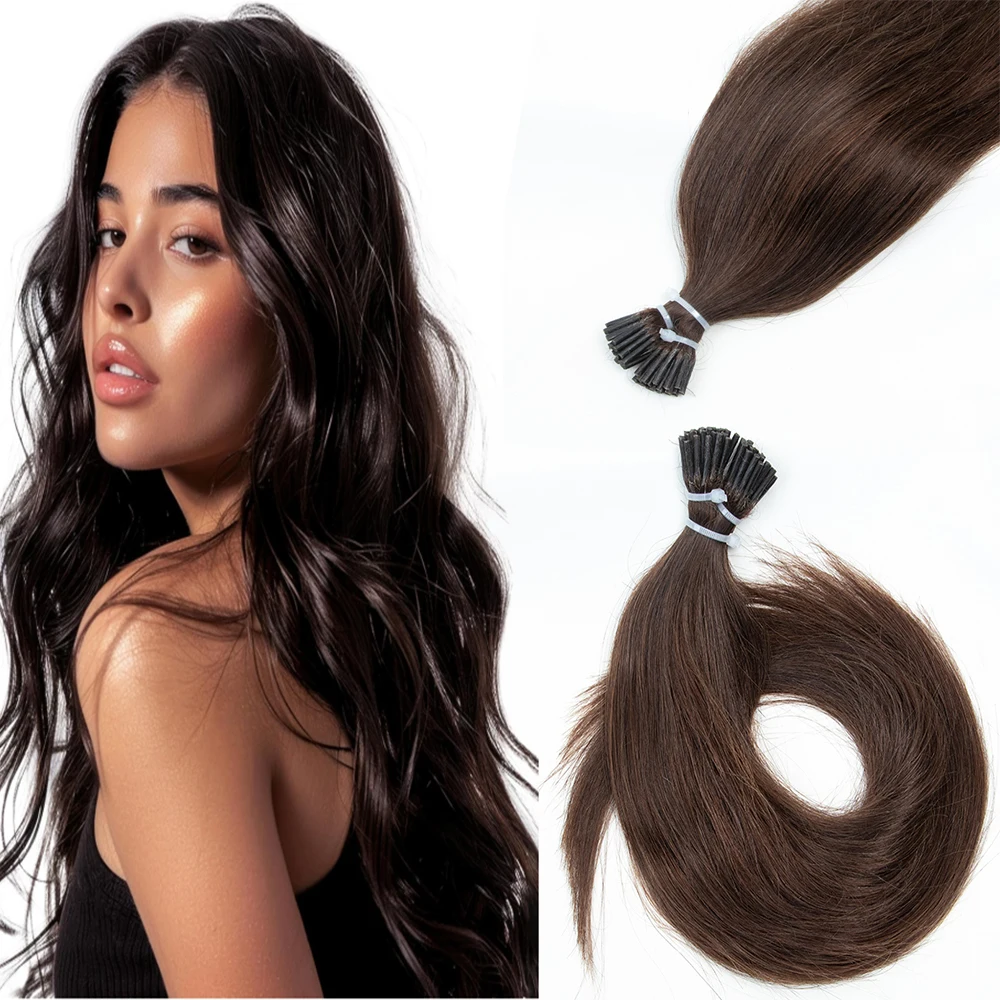 

Hot Fusion I Tip Keratin Hair Extensions 100% Human Hair High Temp Resistant Bonds Tangle Free Salon Quality 50pcs for Women