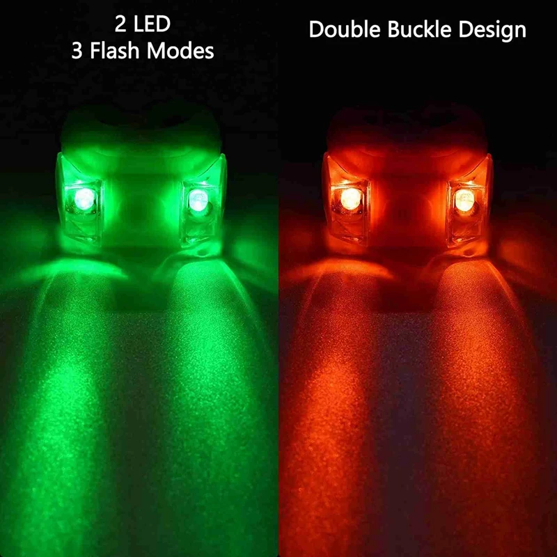 8 X LED Boat Navigation Lights For Boat Yacht Motorboat Bike Hunting Night Running Fishing (Red, Green)