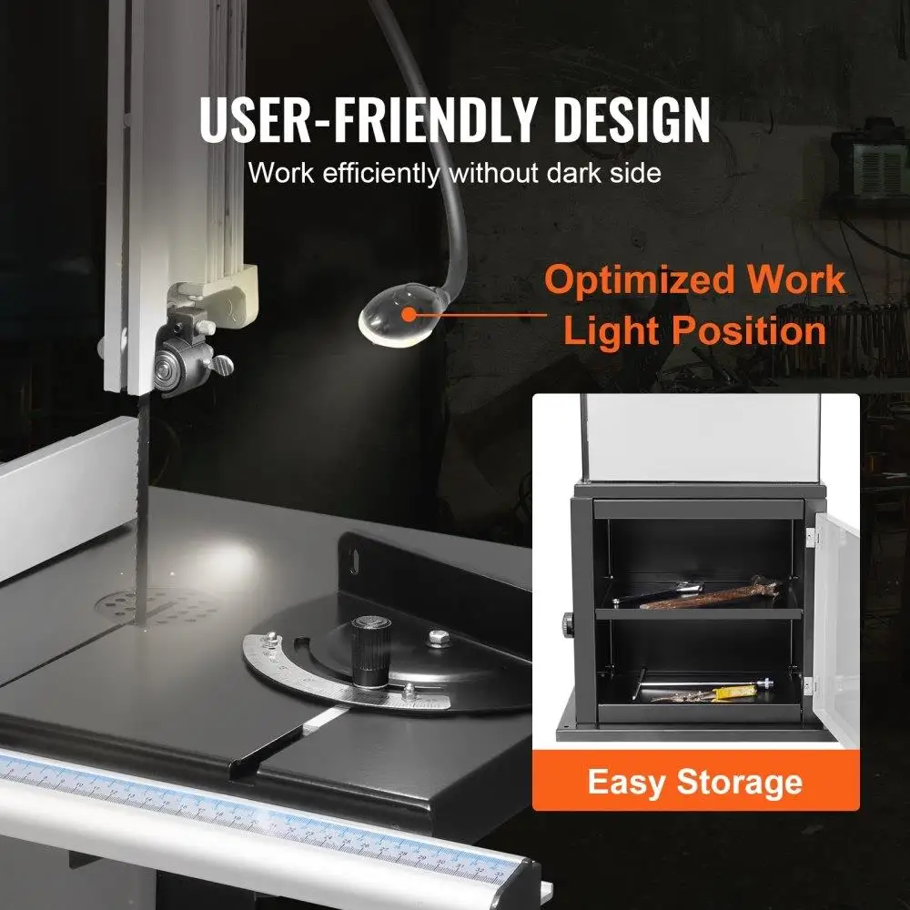 14-Inch Benchtop Band Saw - 1100W Motor, 480-960 RPM, Miter Gauge & Work Light for woodworking & Aluminum