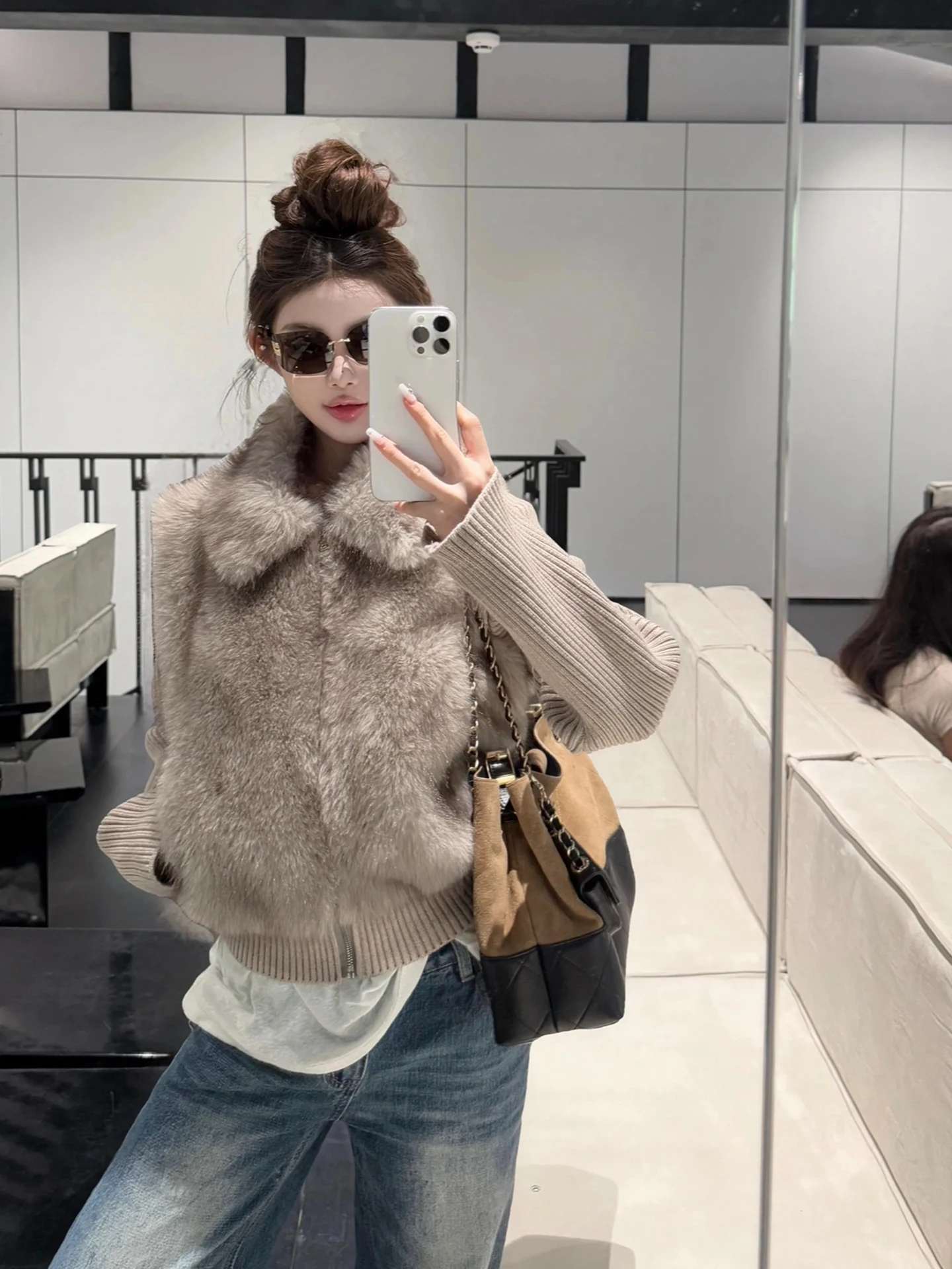 2025 New eco-friendly fur vest King Toka fur vest patchwork detachable knitted sleeve coat vest