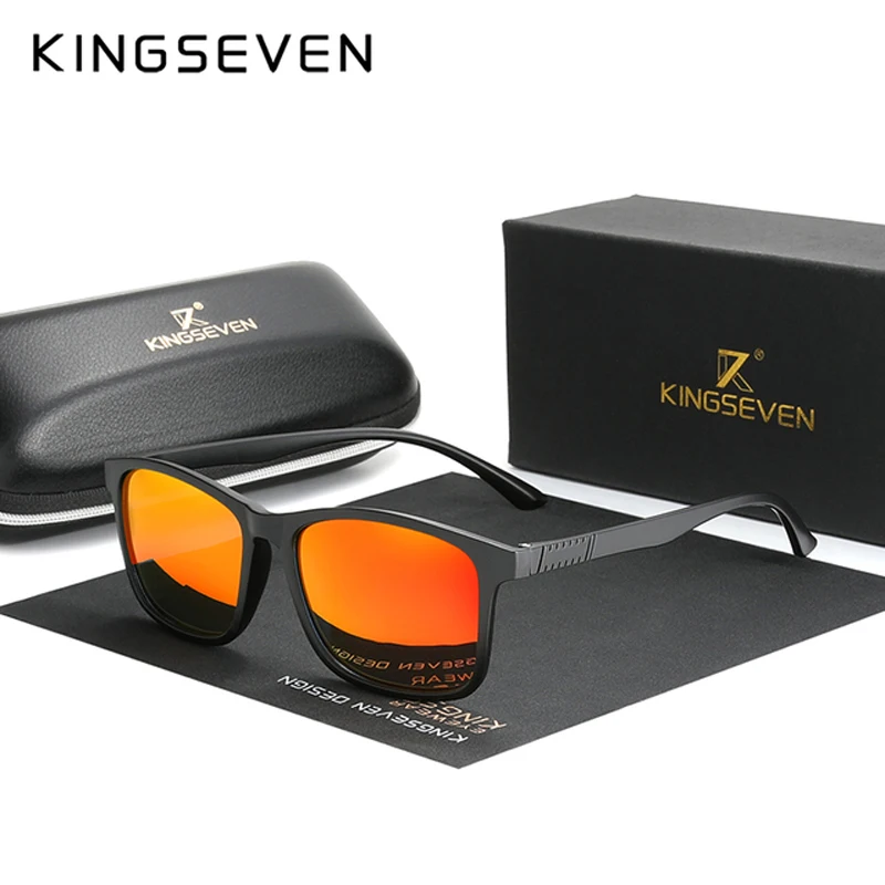 نظارات Kingseven الشمسية العصرية والبسيطة، مع تصميم خفيف الوزن للمساعدة في السفر بحرية، مريحة في الارتداء، يجب اقتناؤها للمناسبات غير الرسمية، ومظهر شبابي وأنيق