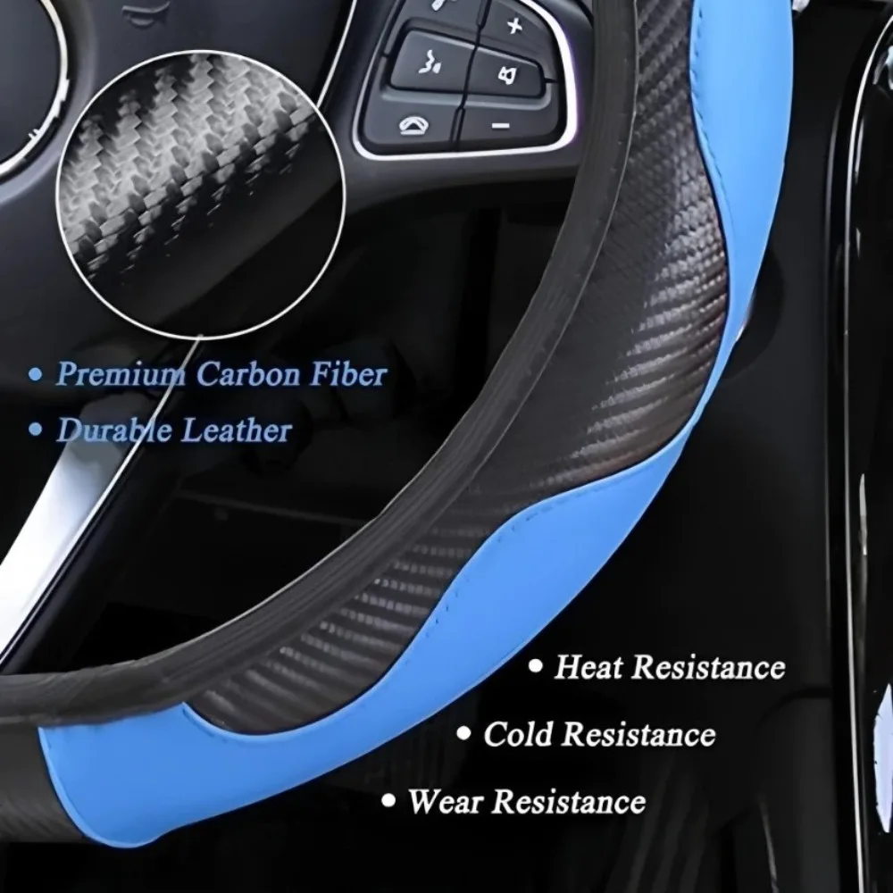 Car Steering Wheel Cover Breathable Anti Slip PU Leather Covers Suitable 38cm Anti-Slip Car Accessories Interior Protective