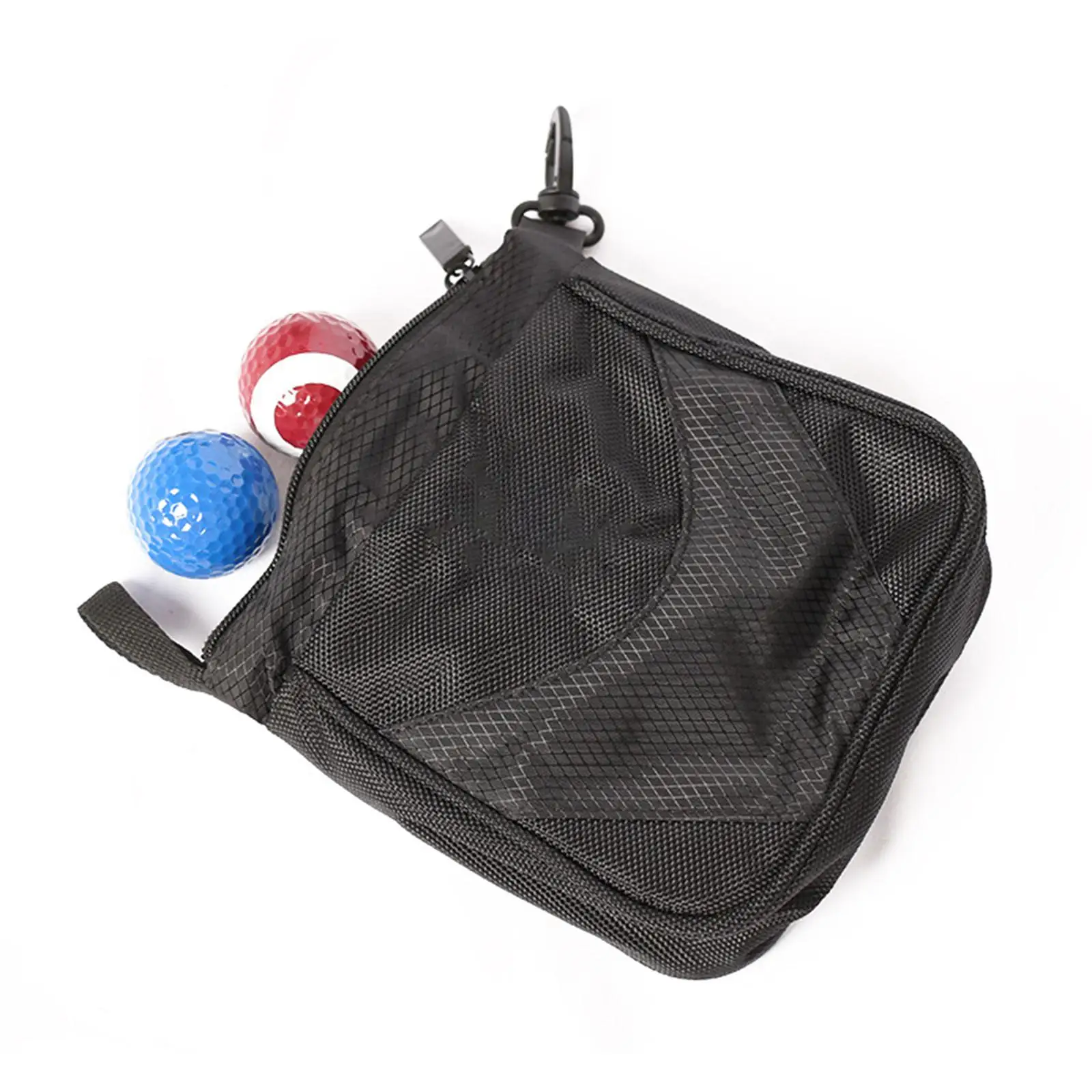 Golf Ball Bags Golf Tees Holder Zippered Portable Lightweight Large Black Mesh Bag Organizer Storage Bag for Outdoor Practice