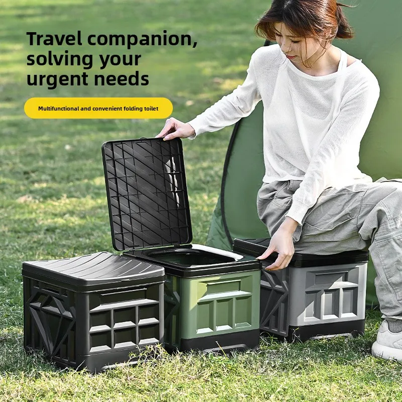Portable folding toilet, vehicle-mounted camping, self-driving tour emergency toilet, outdoor travel mobile toilet