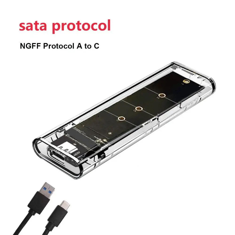 كمبيوتر محمول SSD صندوق القرص الصلب المحمول شفاف M.2 SSD صندوق NVME NGFF M2 حافظة القرص الصلب PCIe SATA حافظة SSD شفافة للكمبيوتر المحمول