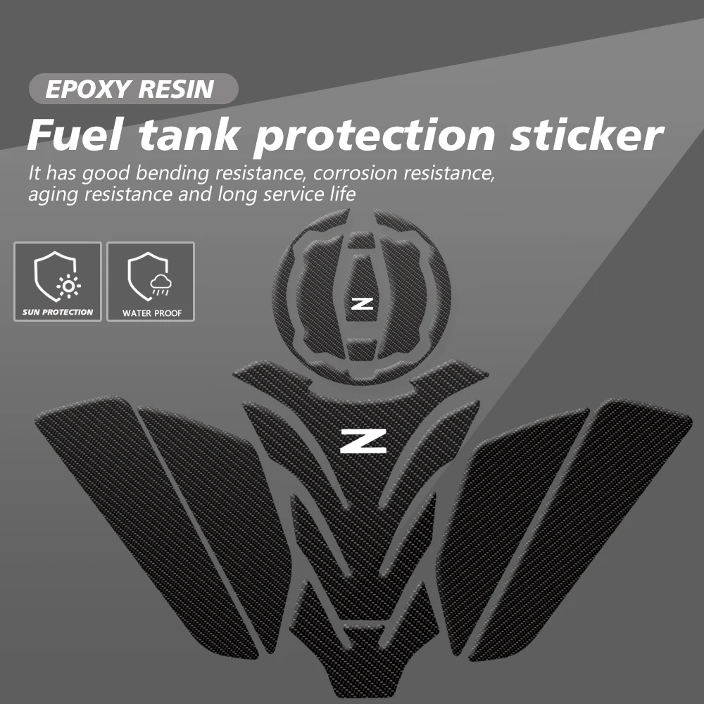 Misura Per KAWASAKI Z400 Z650 Z900 Resina Epossidica 3D Moto Rilievo del Carro Armato Della Protezione Sticker Fish Bone Decal