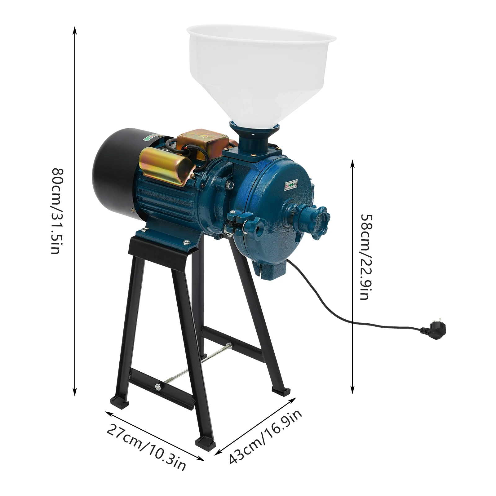 2200W Elektrische Voermolen Droge Granen Grinder Maïs Graan Rijst Freesmachine Met Trechter 220V Blauw/groen