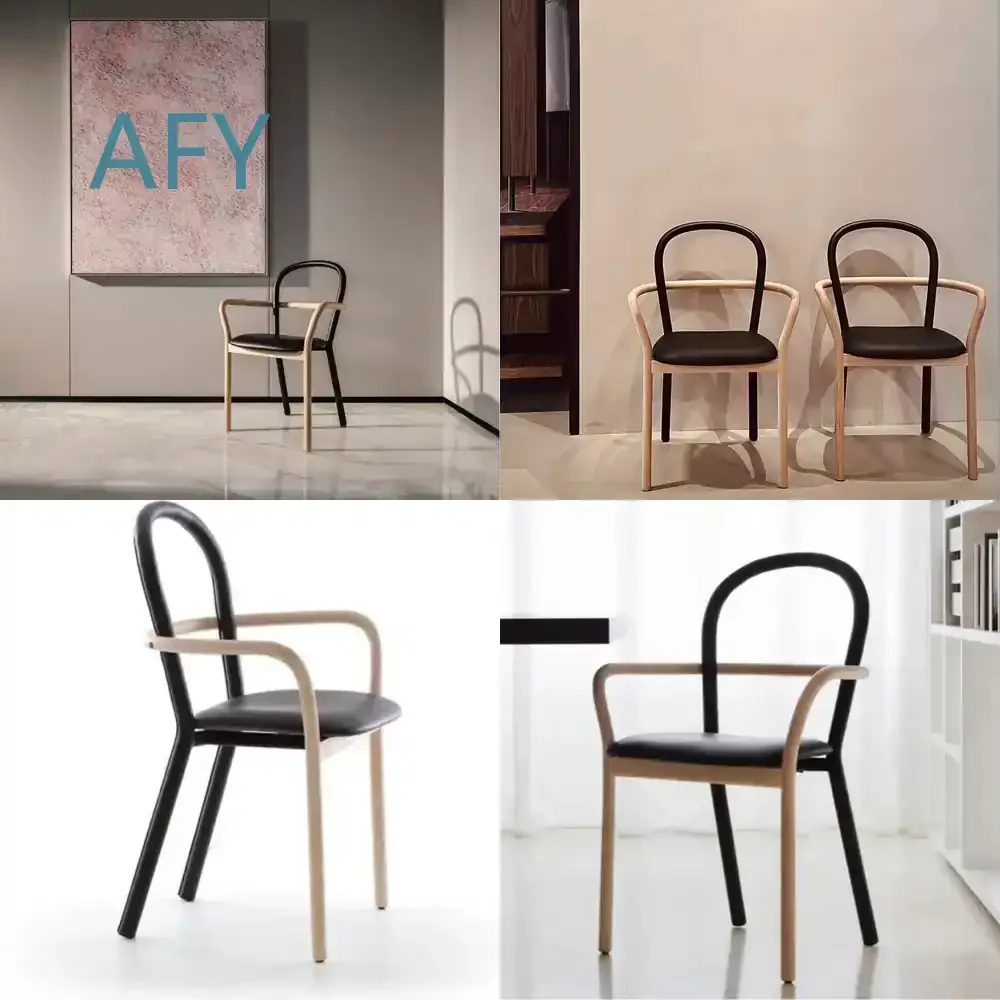 Italian Minimalist Luxury Designer Solid Wood Accent Dining Chair for Modern Living Room Office Lobby Model Room Reception