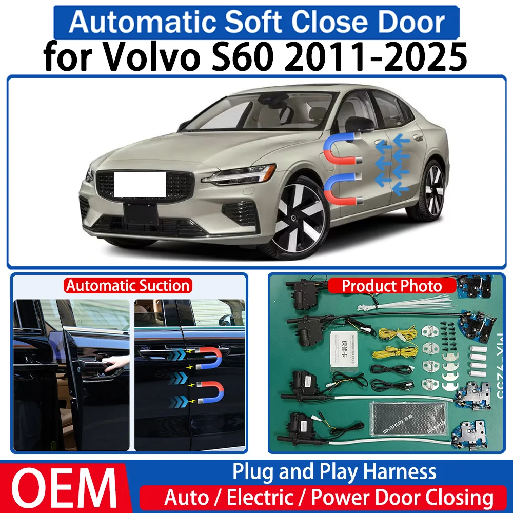 

ZJCGO for Volvo S60 2011-2025 Car OEM Automatic Soft Close Door Electric Suction Kit Auto Power Closing System Plug＆play