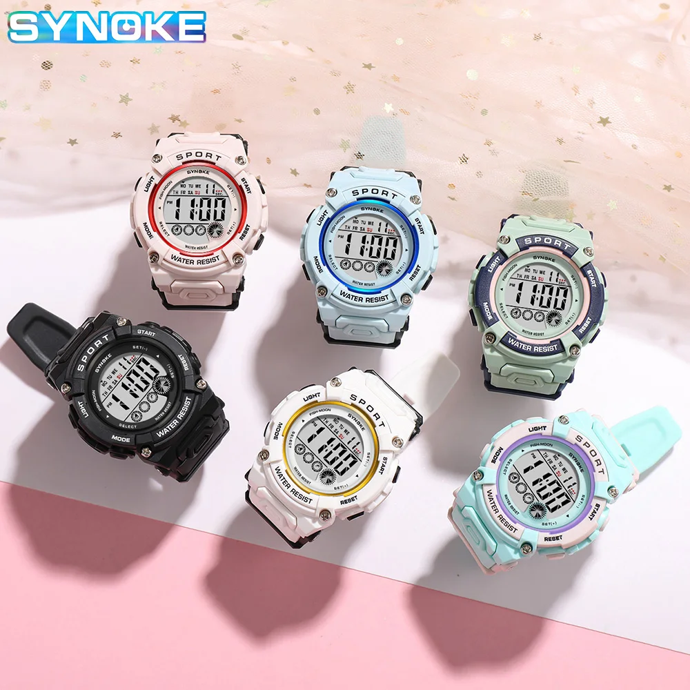 Children Watch Sports Student Watches 50M Waterproof SYNOKE Luminous Alarm Week Wristwatch Personality Electronic Clock Relojes