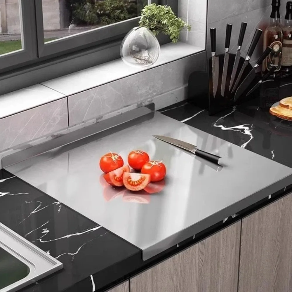 Thickened Stainless Steel Cutting Board Anti-Mold Double-Sided Dough Board Non-Slip Edge Food Grade Chopping Block Restaurant