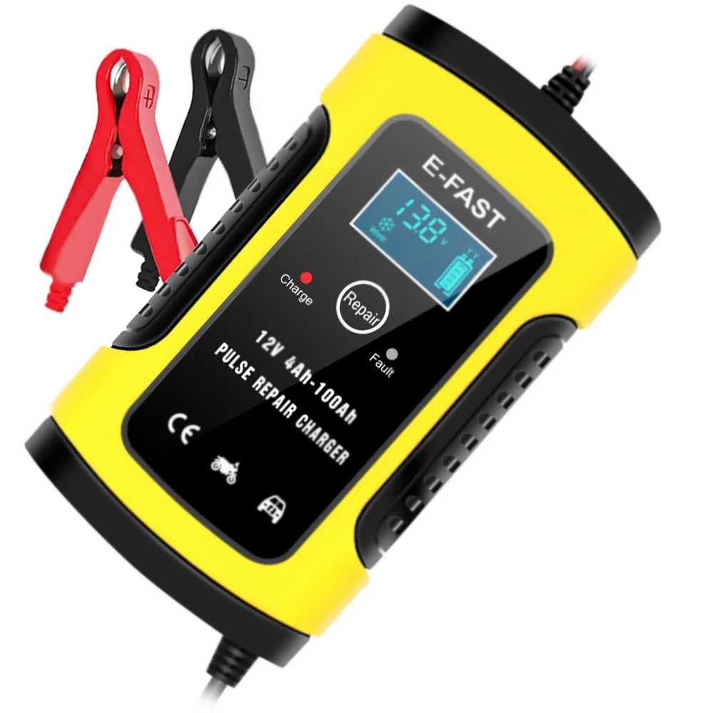 

Автомобильное зарядное устройство, интеллектуальный импульсный ремонт, ЖК-дисплей для авто мотоцикла, 12 В, 6 А, умное зарядное устройство, циклический гель, свинцово-кислотная зарядка ﻿