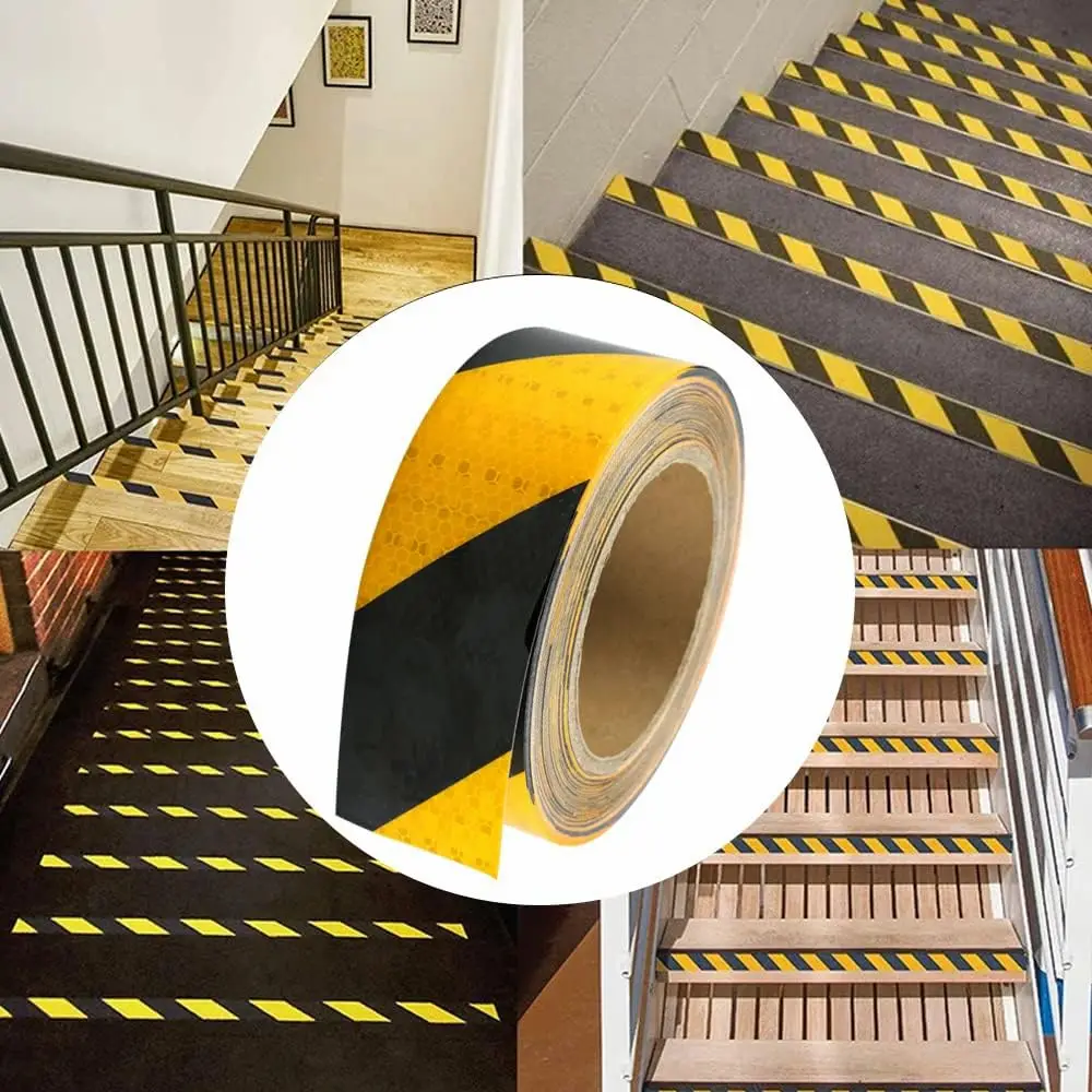 Black Yellow Caution Reflective Tape Car Reflective Sticker Outdoor Floor Safety Driveway Vehicles Trailers Boats Warning Tape