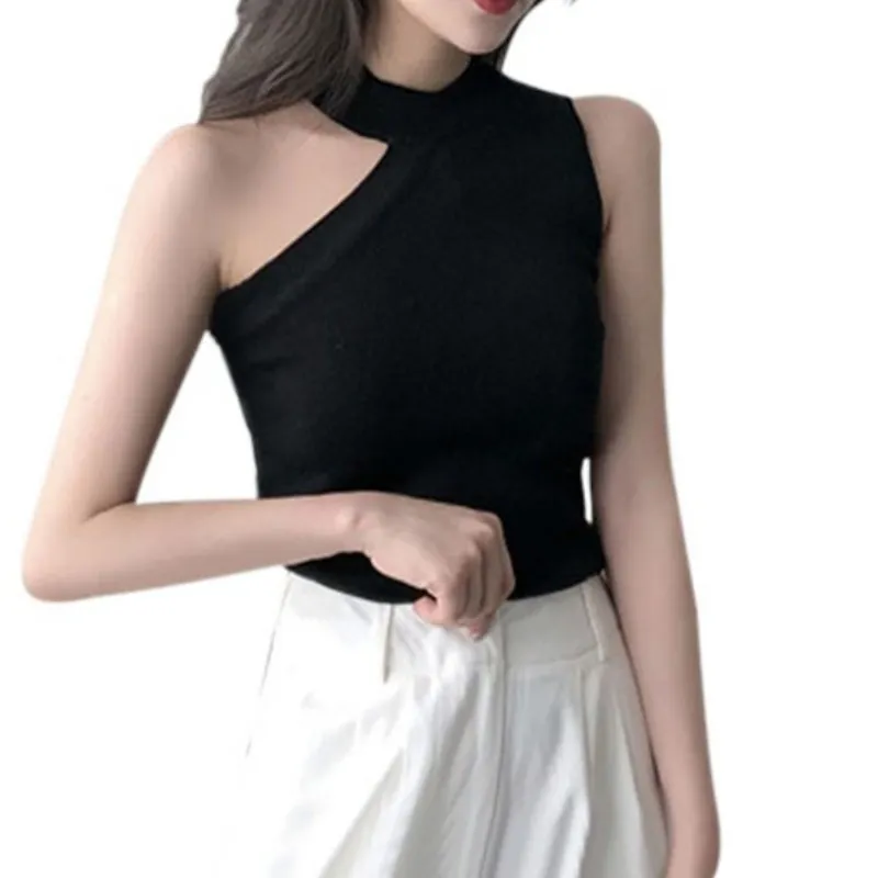 Women's Summer Sexy One Shoulder Sleeveless Tank Ruched Blouse Top Tee Shirt