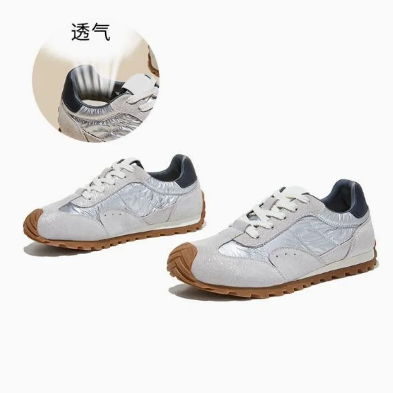 Womens Casual Shoes ColorBlock Style Comfortable Flats Sneakers Genuine Leather Running Genuine leather training shoes 35-40